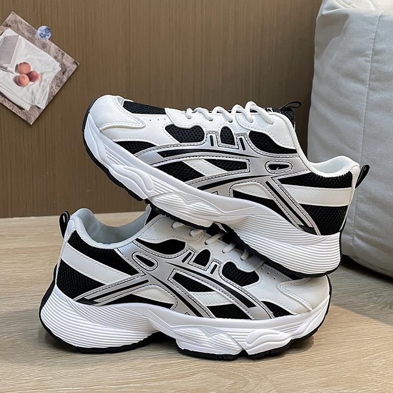 

Дышащие студенческие кроссовки для утренней пробежки, женские кроссовки на толстой подошве для подъема веса, многофункциональные повседневные кроссовки с цветными блоками 39 чёрный