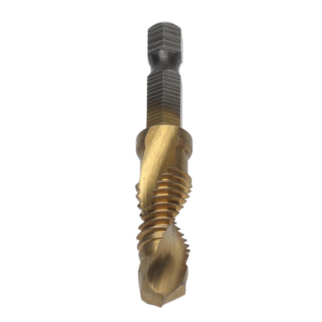 Tap Drill Bits Hex Shank Titanium Coated Metric Screw Combination Tapping Bit for WoodM10