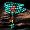 108 Pietre Grezze di Turchese Puro Naturale, Braccialetti Multistrato, Collane, Braccialetti Lunghi Nuovi Cinesi, Gioielli Tibetani.