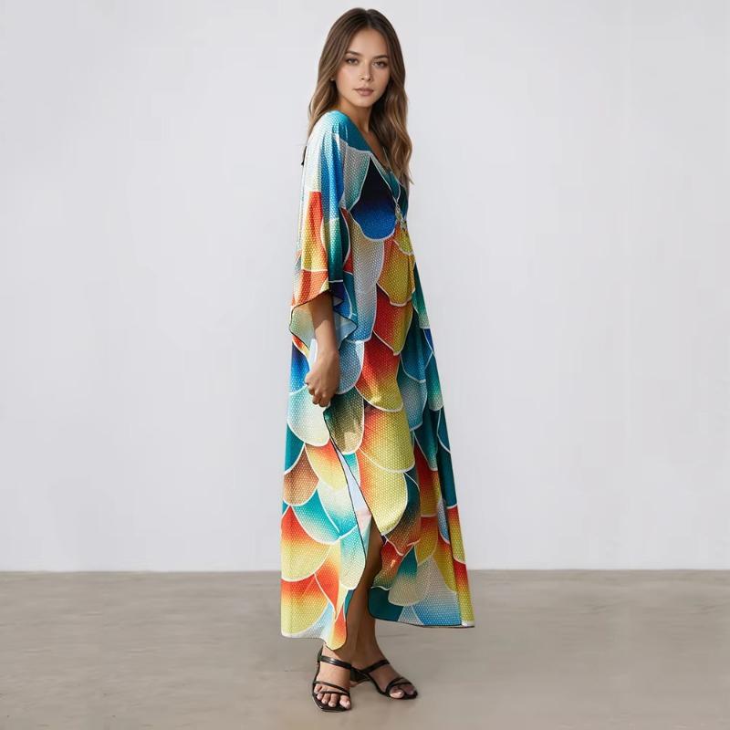 XITAO Side Slit Bat Wing Sleeve Dress GJ1192