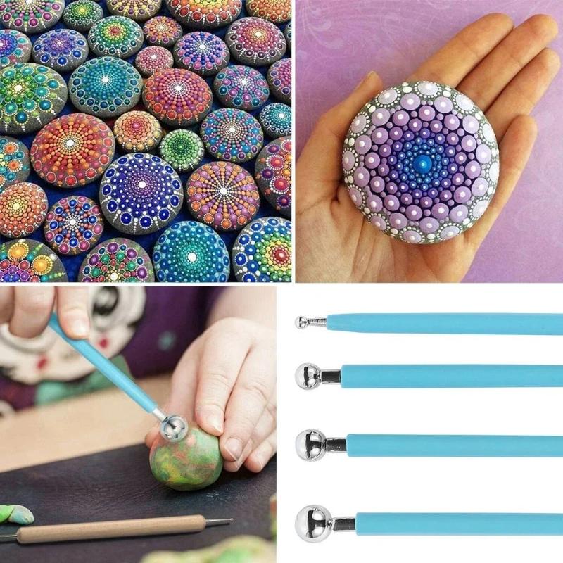 13/19p Creative DIY Mandala Tool Set - Air-dry Clay Embossing Set Acrylic Twisted Rod Dot Painting Stone Painted Pottery Tools