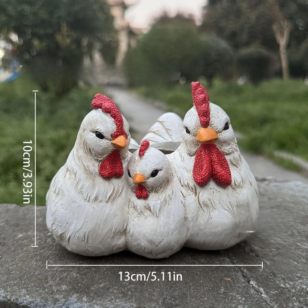 Three Chicken Statues Courtyard Farmhouse Kitchen Decoration Animal Statues Resin Handicrafts