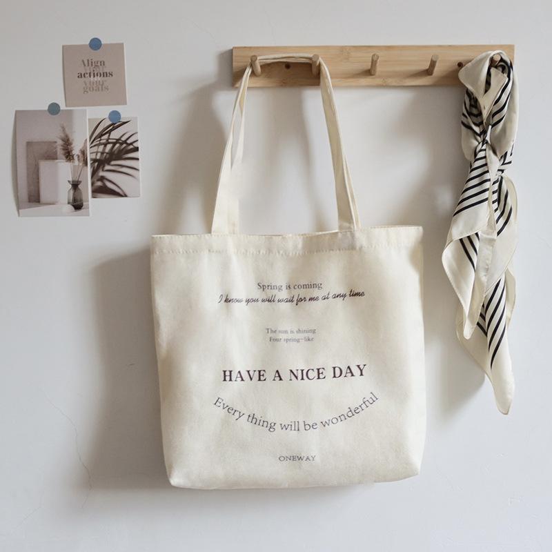 Literary canvas bag large-capacity shopping bag fashionable and simple shoulder women's bag