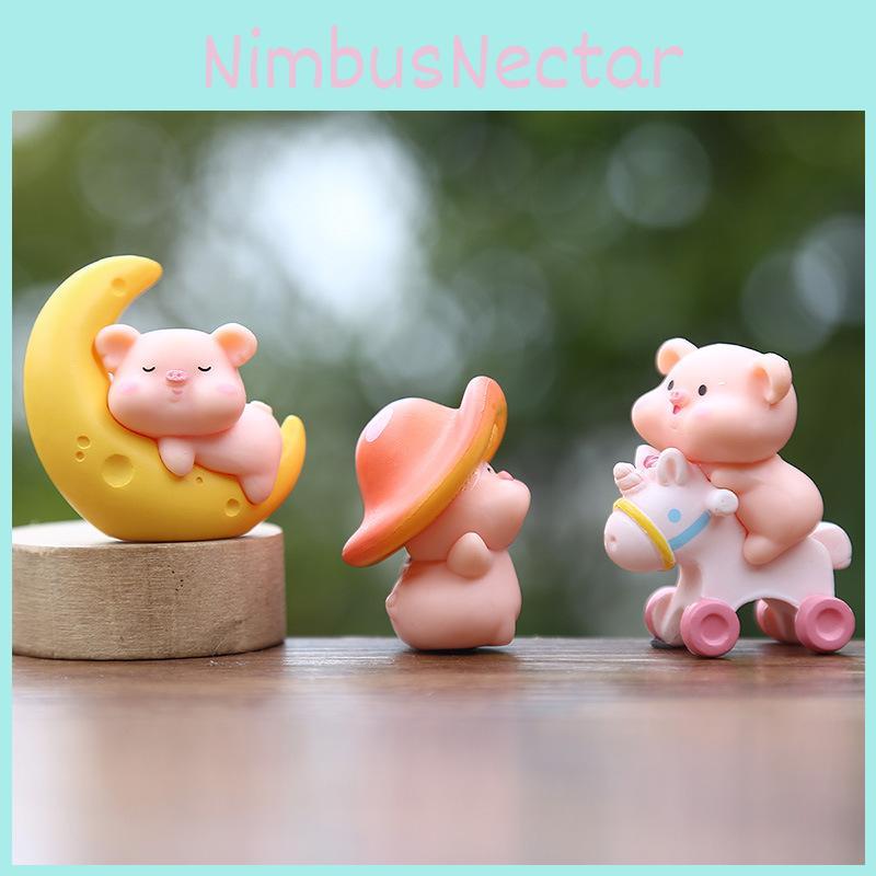 Moon Pig Pvc Animal Model Toy Creative Micro Landscape Miniature Desktop Display