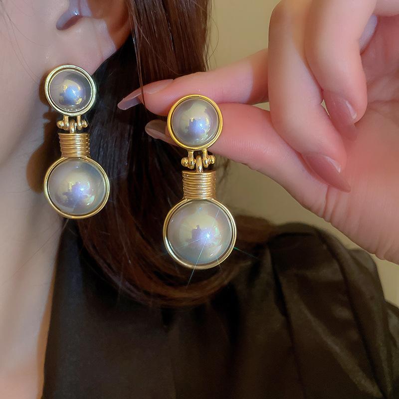 Drop Earrings Set Big Circle Piercings Earrings Jewelry for Women Imitation Pearl Hoop Cute Ear Buckle