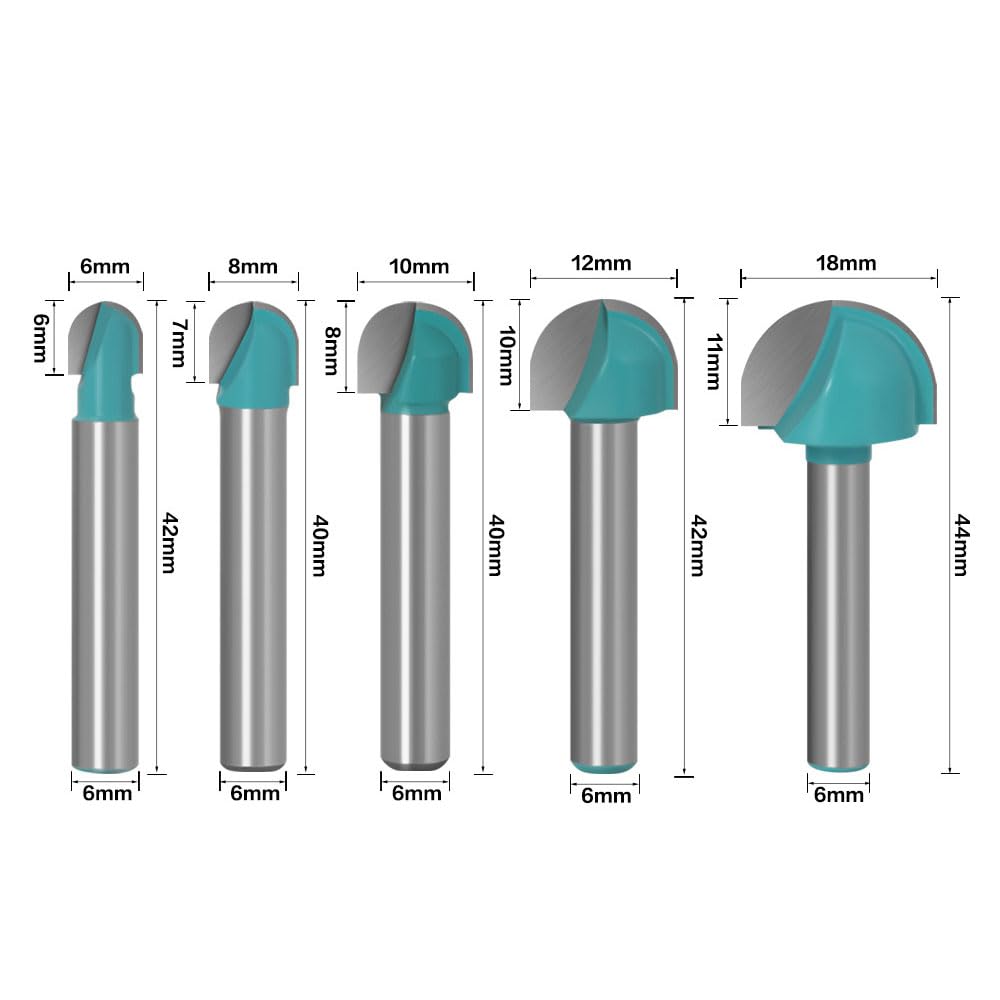 Solid Carbide Trimmer Solid Carbide Router 6mm Shank Round Bottom Trimmer Knife Set for Electric Tenon Woodworking Milling Industrial Quality Solid