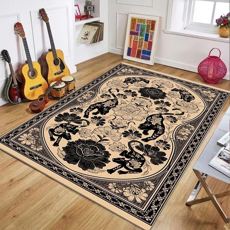 

Exotic Jungle Tiger Pattern Area Rug Dark Stain-Resistant Carpet for Living Room Non-Slip Washable Bedroom Entryway Doormat Boho 40x60CM