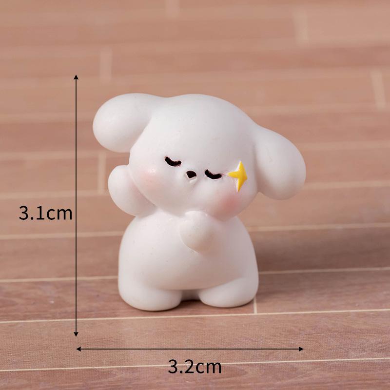 Mini Malerei Kleine Weiße Hund Figur Cartoon Welpe Ornament Mikro Landschaft Auto Innenraum Heim Desktop Dekoration