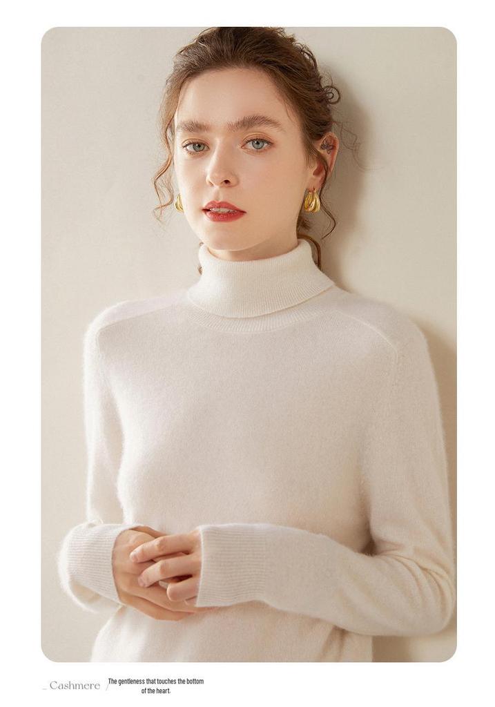 Women's Cashmere High Collar Saddle Shoulder Sweater – Slimming, Versatile, Simple, Loose Fit Base Layer for Autumn/Winter.