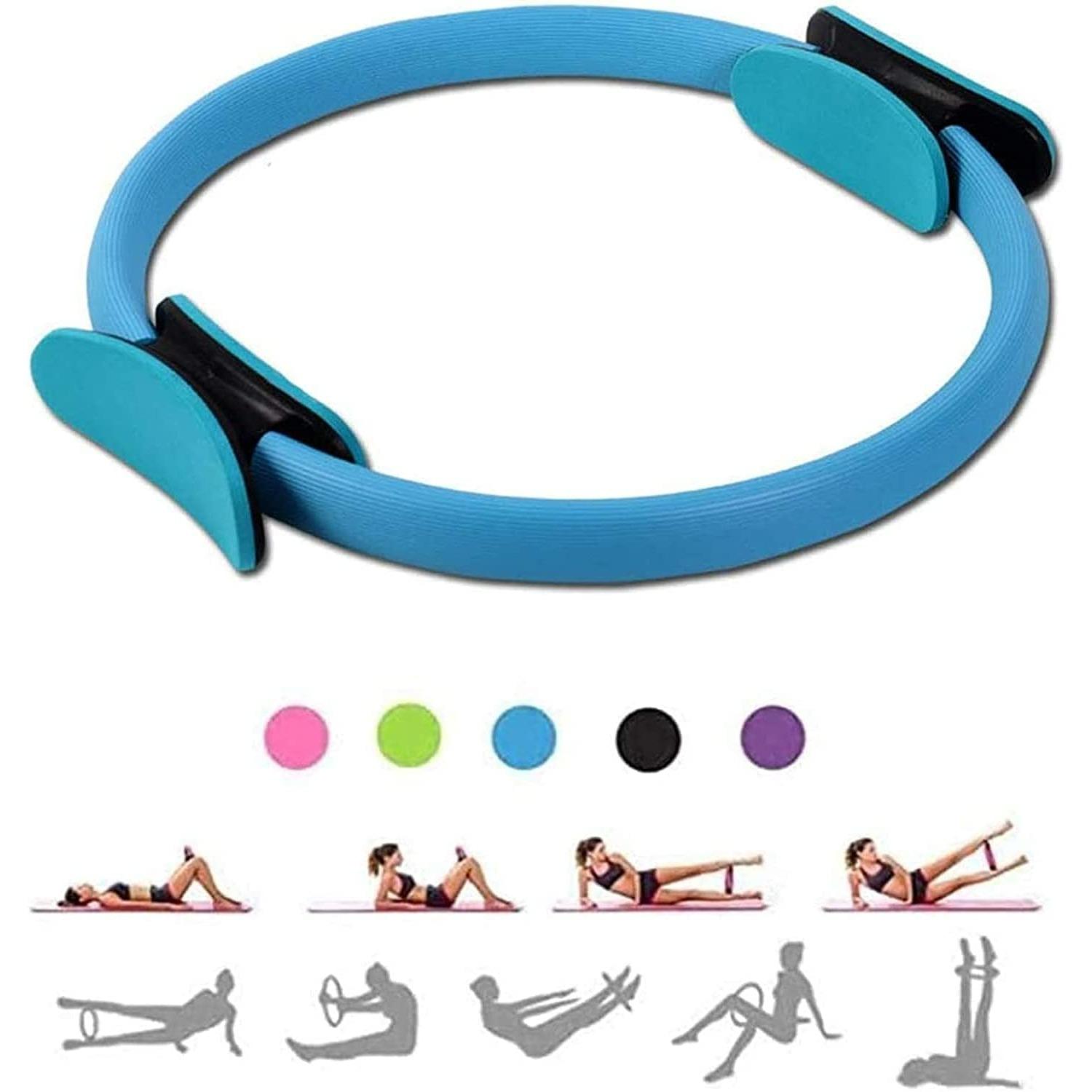 Pilates Rings Yoga Pilates Magic Circle Pilates Ultra Fit Exercise Resistance Fitness Toning Ring Workout Fitness Circles with Dual Grip Handles синий