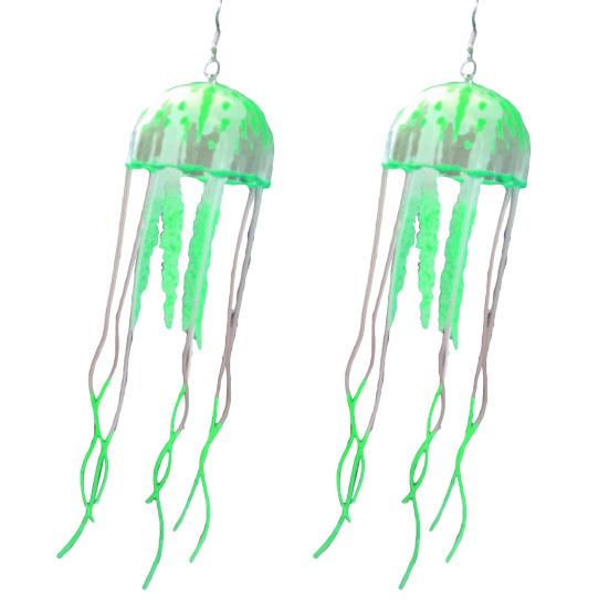 1 Pair Holiday Earrings Jellyfish-shaped Fine Exquisite Silicone Chic Flowy Bright Color Long for Club