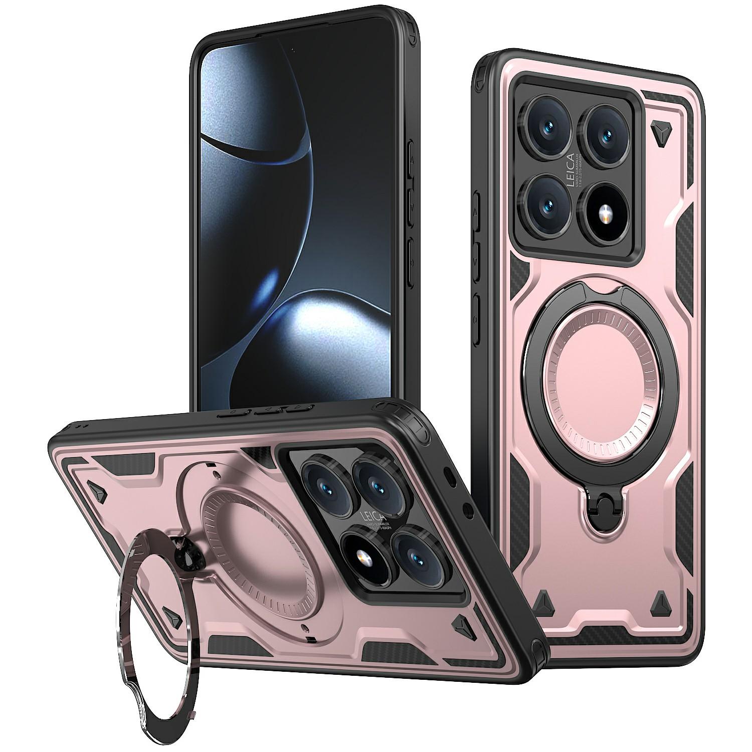 

Чохол для Xiaomi 14T Pro, сумісний з MagSafe, військовий захист, PC+TPU, підставка, чохол для телефону Rose Gold