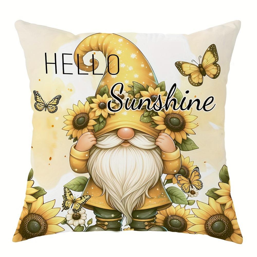 Sonnenblumen-Gnom - Themenbezogene Fröhliche KissenbezügeWohnzimmer Sofa Kissenbezug, weich und bequem, Schlafzimmer Zimmerdekoration