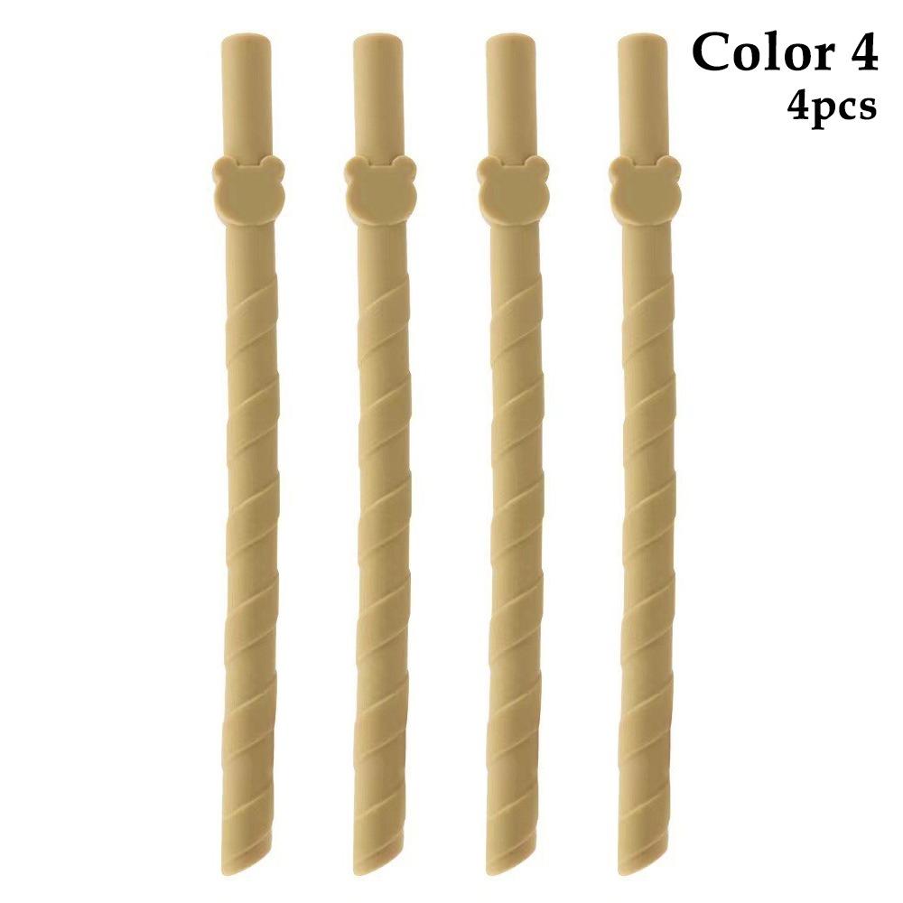 4Pcs Children's Milk Tea Straight Straws Food Grade Reusable Straws Creative Silicone Straws