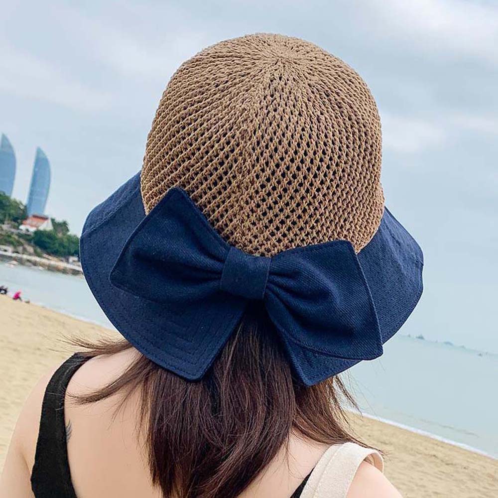 Korean Sun Hat Bucket Hat Bow Cap Flax 