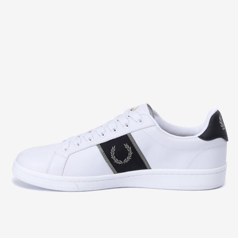 Fred Perry Tênis Masculino S B721 Couro Tira de Tecido com Marca