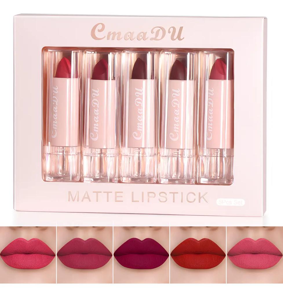 Set of 5 Cmaadu Moisturizing Matte Lipsticks, Easy to Apply