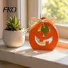 Halloween Pumpkin Table Sign Indoor Wooden Sign, Spooky Tabletop Block Small Fall Signs Tiered Tray Centerpiece for Office Home Shelf Decor Decorative