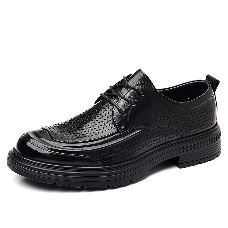 Men s Breathable Leather Business Casual Shoes - British Korean Style 41 чёрный