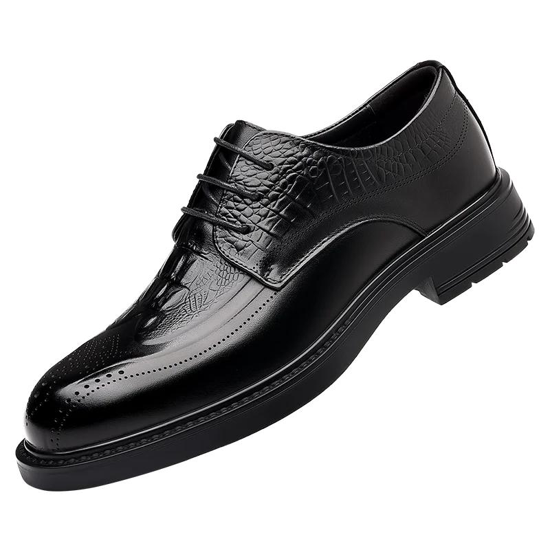 

Man High Quality Leather Loafers Zapatos Hombre Dress Shoes for Men Shoes Men s Genuine Leather Business Formal Oxfords 38 чёрный