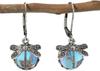 Dragonfly Drop Earrings 1 Pair Moonstone Inlaid Metal Carving Pattern Earrings for Women Pendant Design