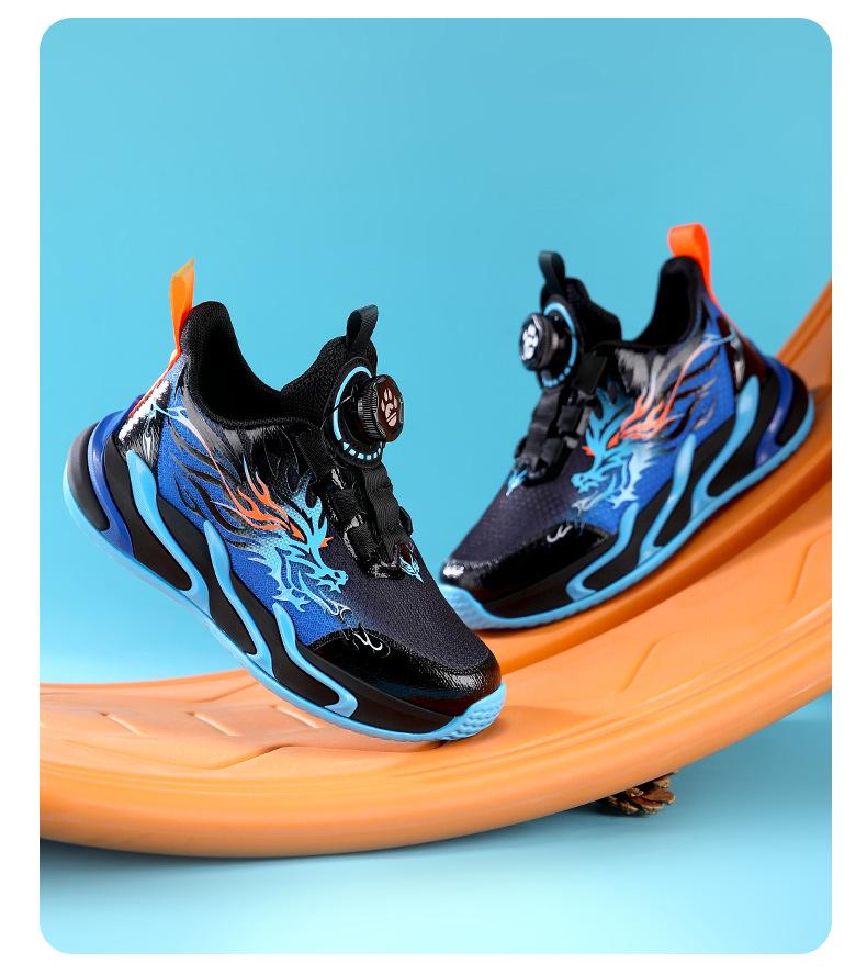 Jesień 2025 Czerwone Sportowe Buty Chłopięce z Obrotowym Zapięciem - Oddychające Buty do Biegania dla Dzieci