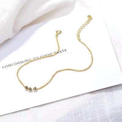 Bransoletka na kostkę z koralików ze srebra próby S925 dla kobiet, w stylu ins, chłodna, o specjalnym designie, wysokiej jakości łańcuszek na kostkę