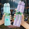 1PC Green Dragonfly Floral 750ml Color Plastic Sports Water Bottle Leakproof Flip Straw Lid Suitable for Sports Office Home Use