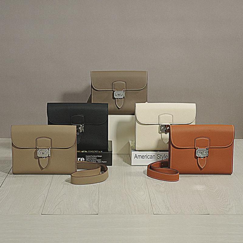 Korean Style Genuine Leather Crossbody/Clutch Bag - Large Capacity, Cowhide, Dual-Purpose