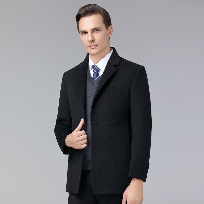 Autumn and Winter New Cashmere Coat Men's Business Casual Mid-length Suit Collar Woolen Coat Double-sided Woolen Single Top