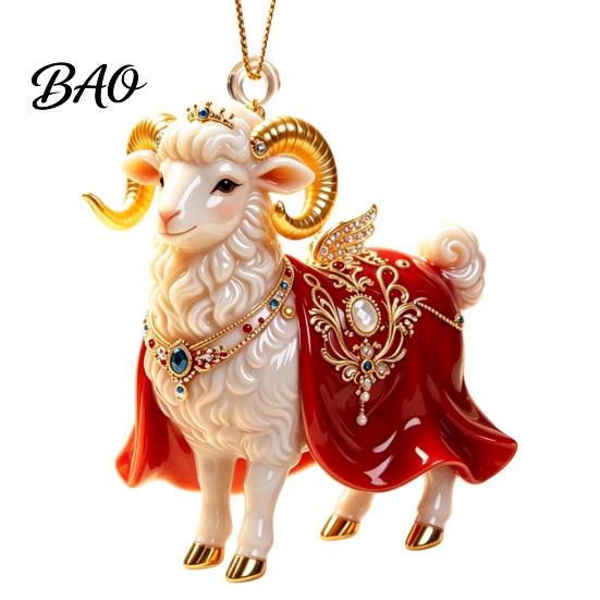Seasonal Party Favors 2D Flat Christmas Sheep Hanging Ornament with Lanyard, Acrylic Xmas Ornaments Tree Pendant for Home Festive Decor And