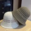 New Casual Hollow Cotton Yarn Dome Bucket Hat Women's Bucket Cover Face Commuting Casual Sunshade Fashion Spring and Summer Basin Hat