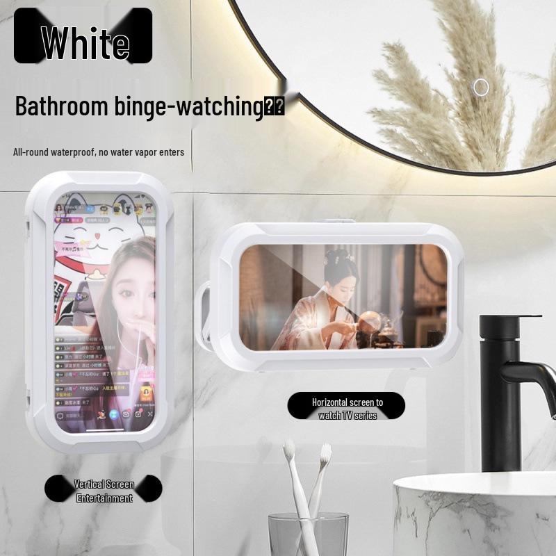 Wall-Mounted Waterproof Rotating Phone Holder for Bathroom and Toilet