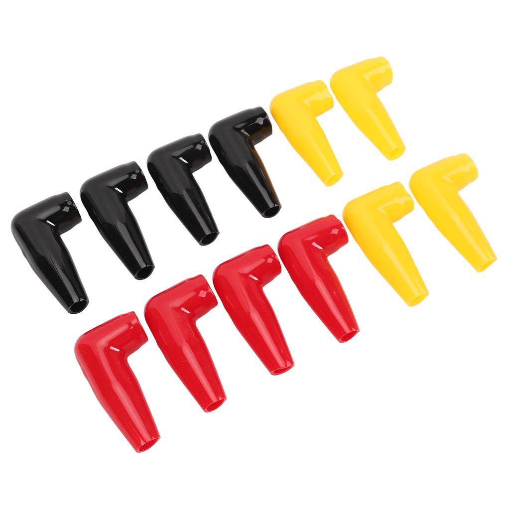 12PCS Battery Terminal Boots Insulating Covers 4 Red 4 Black 4 Yellow Protector Cable Lug Caps for Auto Marine