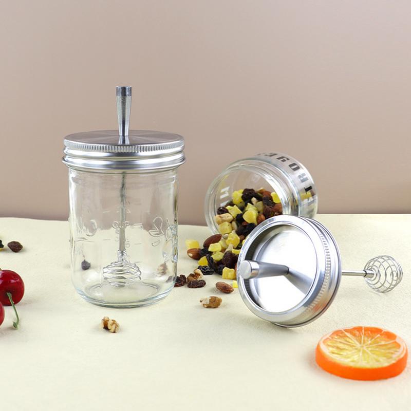Honey Stirrers Lid Canning Lid And Hoop Lid With Honeycomb Cover Band Detachable Stainless Steel Lid For Regular Mouth Mason