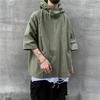 Hooded T Shirt Men Summer Korean Half Sleeve Pullover Top Soft Large Pockets Loose Men T-shirt Streetwear