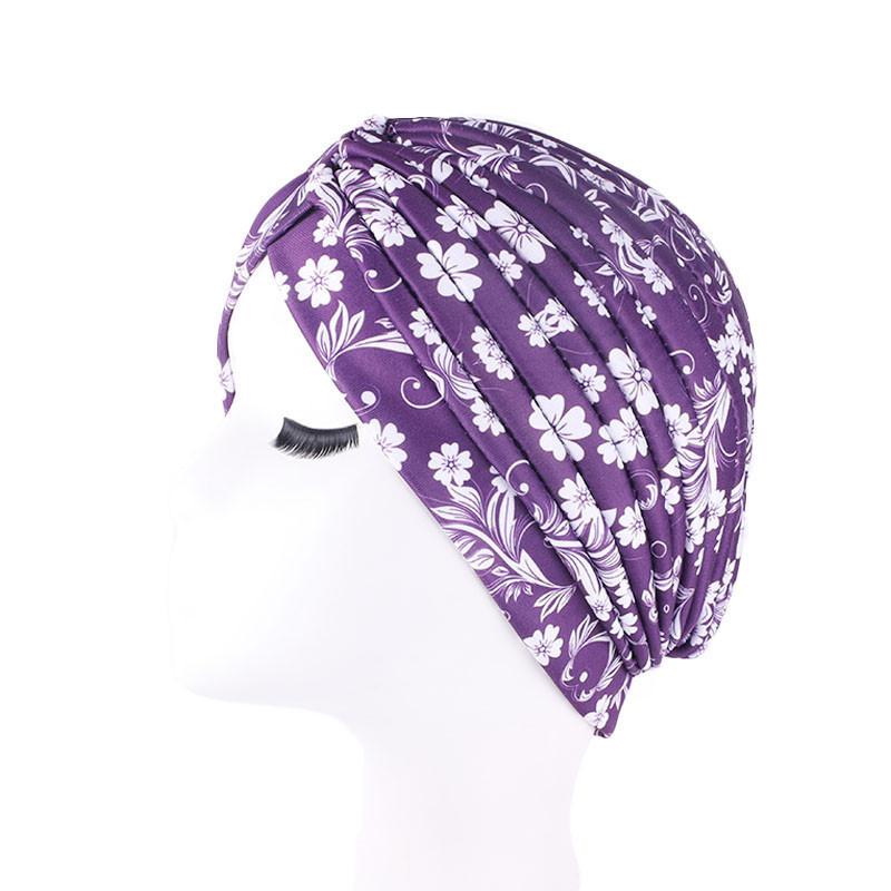 New Print African Headtie Turban Cap Soft Stretch Twisted Pleated Beanie Head Wrap for Women Chemo Bonnet
