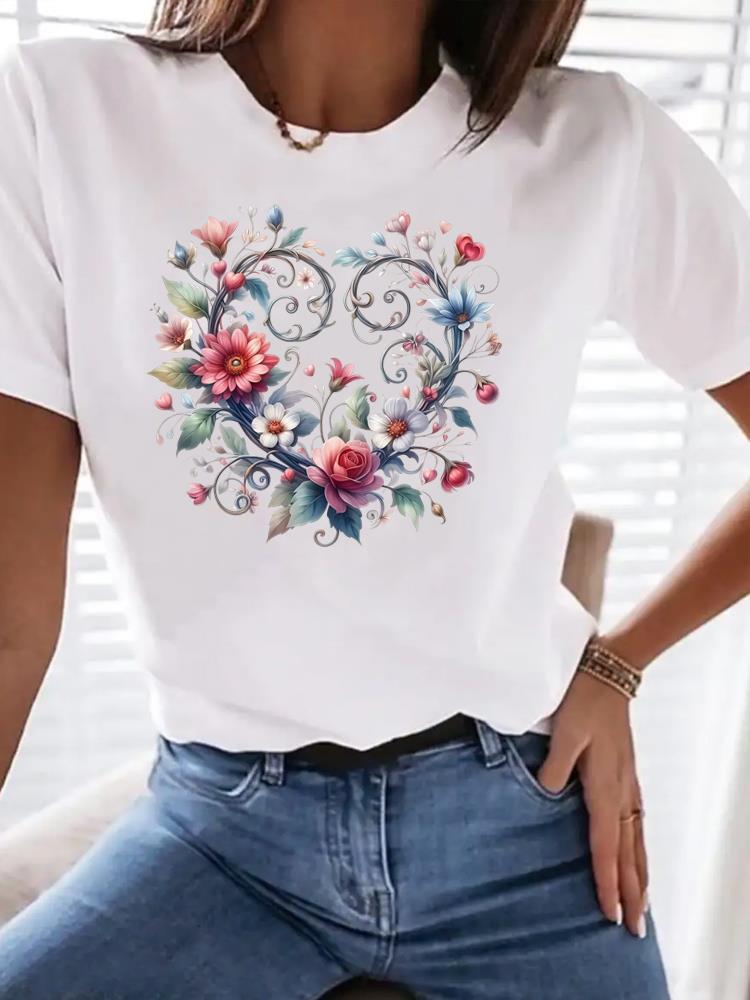 (Asian Size) Tee Top Clothing T Shirt Women star trend cute Fashion Woman Print Female Short Sleeve Graphic T-shirts