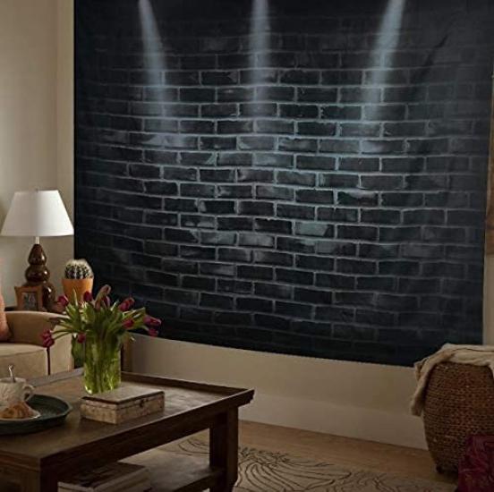 Tapestry Mural Coffee Brick Wall Fabric Decor Blanket Celebration Wedding Gift (180230cm, Black)