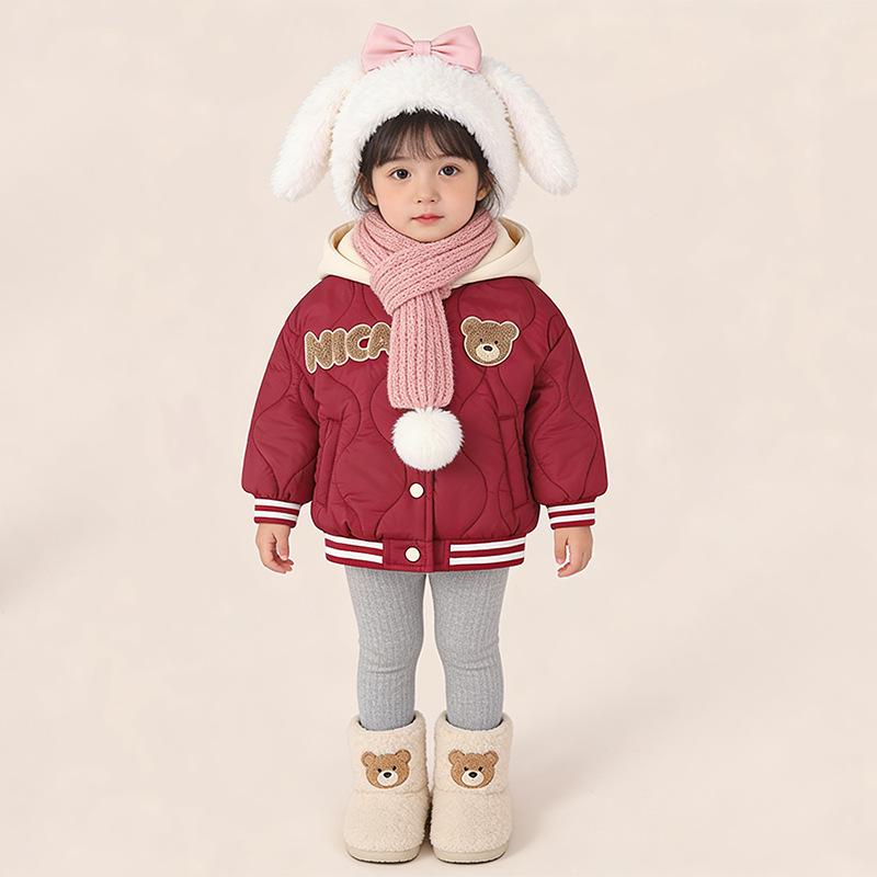 2026 Spring Baby Fleece-Lined Cotton Jacket - Machine Washable, Unisex One-Piece for Boys & Girls