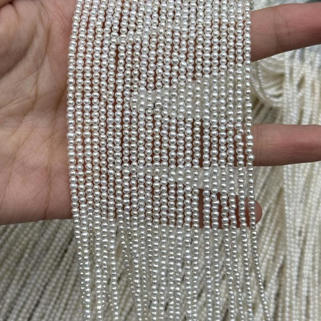 1String, White Natural Freshwater Pearls Beads for Jewelry Making DIY Crafts (Beads 2.5-3mm, Length 36cm)