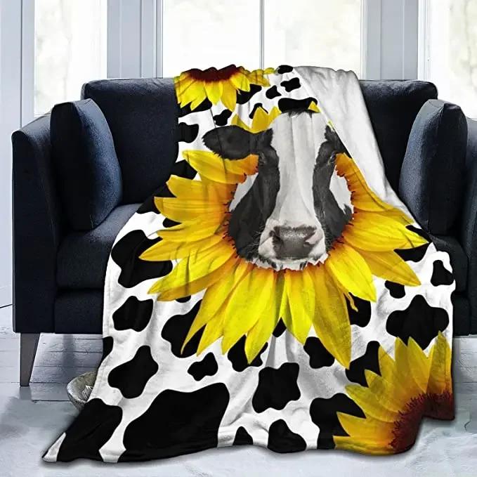 Ultra Soft Flannel Brown Cow Throw Blanket Highland Cattle Landscape Rustic Farmhouse All Season Warm Lightweight Cozy King Size