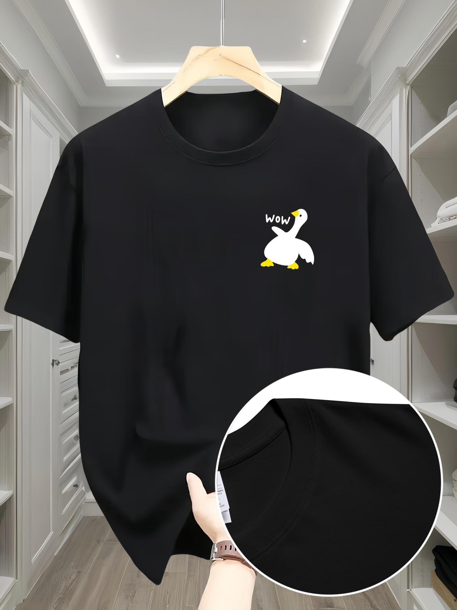 

Men s summer 100% pure cotton creative goose pattern fashionable and casual loose round neck short sleeved T-shirt top 5XL різнокольоровий