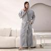 Men's Ultra-Long Ankle Velvet Robe Thickened Flannel Hat Bathrobe Coral Fleece Sleepwear Comfortable Casual Home Wear