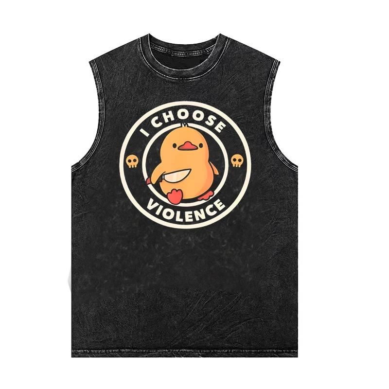 

Летняя мультяшная аниме-принт винтажная выстиранная майка уличная одежда оверсайз футболка без рукавов мужские майки одежда для спортзала 3XL