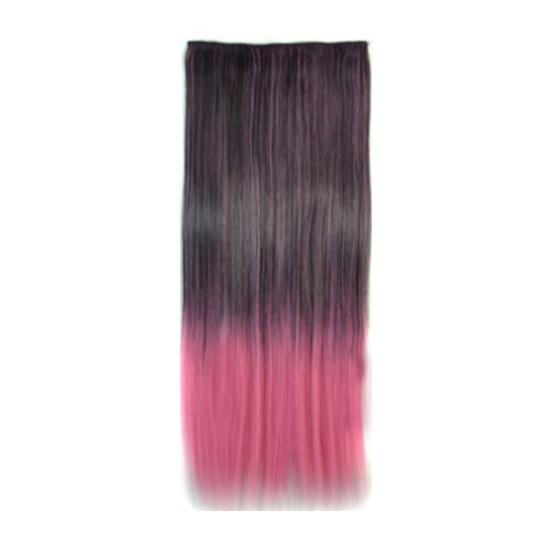 Extensie de păr cu culoare degradată, lung și drept, din fibră sintetică, păr fals, fără urme, moale, netedă, 23,6 inci, perucă de sârmă pentru temperatură înaltă.