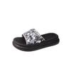 Ciabatte da Donna alla Moda con Paillettes Sandali da Spiaggia Estivi con Fondo Spesso a Punta Aperta Stile Coreano Leggere Comode Scarpe da Esterno