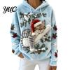 Winter Pullover Hoodie Damen Weihnachten Katze Aufdruck Hoodie, Übergroßes Langarm Sweatshirt, Tägliche Kleidung Sweatshirt Lässig Locker Kordelzug Kapuze