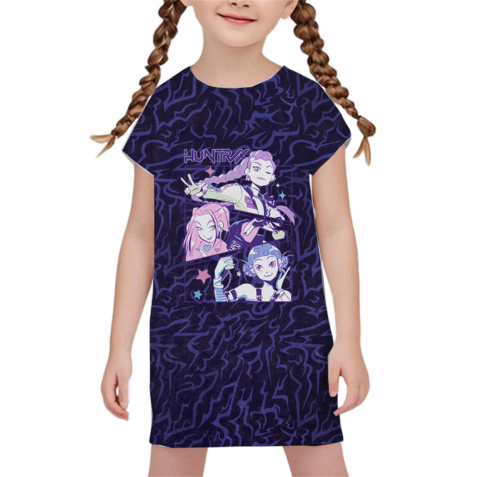 

DZ Style Demon Hunter Girl Anime Nightgown – Hot-Selling Cartoon Print Dress 150 cm