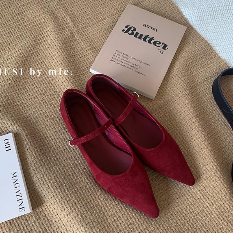 

Мода Bailamos Новый Бренд Женские Балетки Мода Острый Носок Женские Туфли Мэри Джейн На Плоском Каблуке Повседневные Балетки Mujer 39 красный